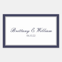 Navy Blue Grey Bride and Groom Rectangular Sticker