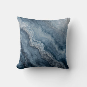 Navy Blue Grey Light Blue White Contemporary 16" Throw Pillow