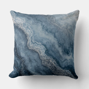 Navy Blue Grey Light Blue White Contemporary Throw Pillow