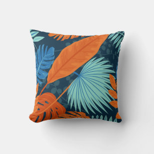 Orange And Navy Blue Pillows Cushions Zazzle CA