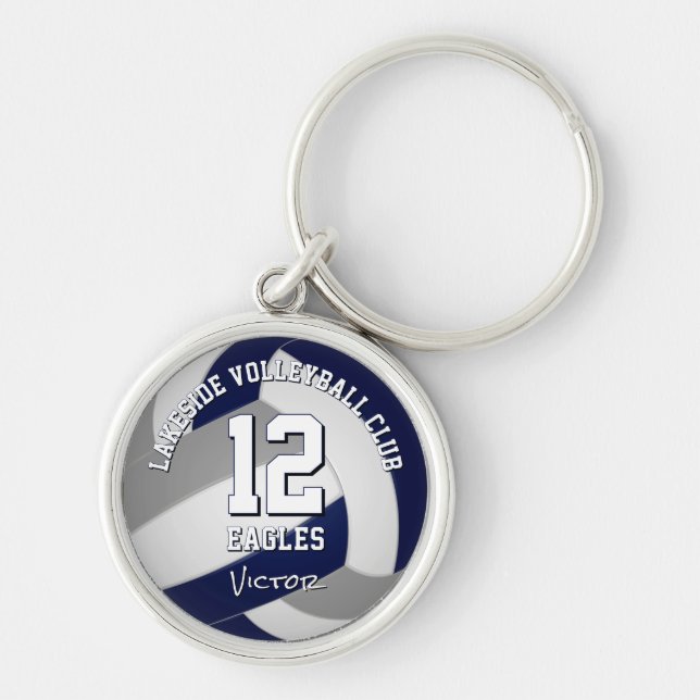 navy blue grey volleyball team colours athlete nam keychain (Front)