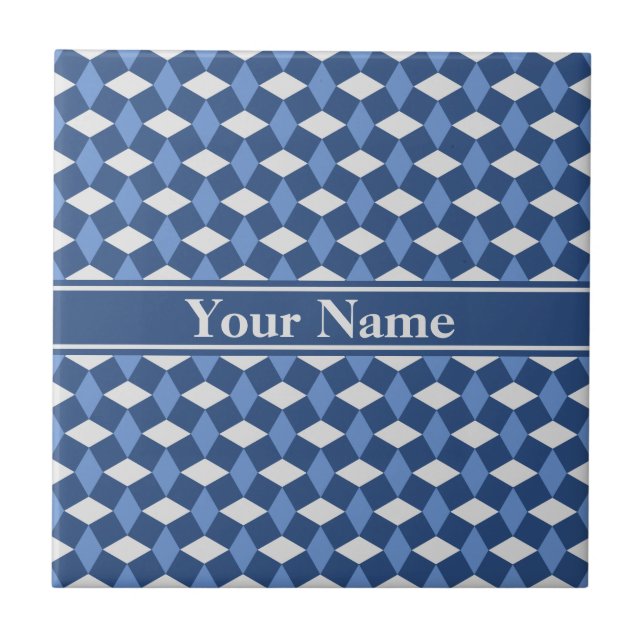 Navy/Blue/Grey Wavy Pattern Ceramic Tile (Front)