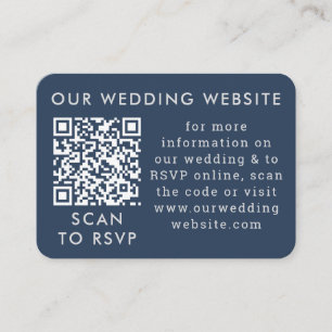 Navy Blue Grey Wedding QR Code Enclosure Card