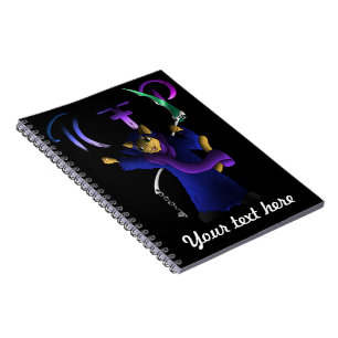 Navy Blue Grim Reaper Cat Notebook