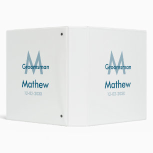 Navy blue groomsman name letter date masculine per binder