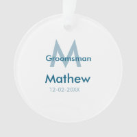 Navy blue groomsman name letter date masculine per