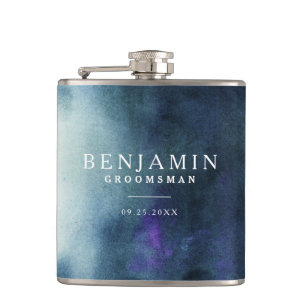 Navy Blue Groomsman Wedding Hip Flask