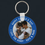 Navy Blue Happy Father's Day Love You Daddy Photo Keychain<br><div class="desc">Simple Custom Text Navy Blue Happy Father's Day Love You Daddy Photo keychain</div>