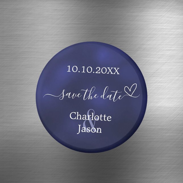 Navy blue heart wedding Save the Date Magnet (Creator Uploaded)