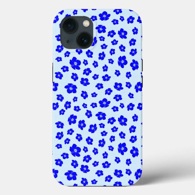 Navy Blue Hibiscus Floral Case-Mate iPhone Case (Back)