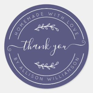 Navy Blue Homemade Thank You Label