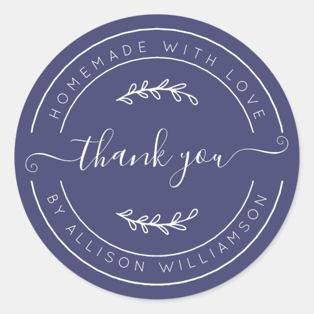 Navy Blue Homemade Thank You Label (Front)