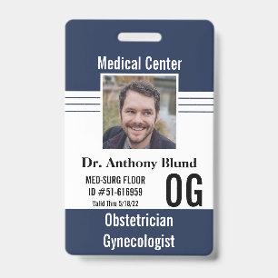 Navy Blue Hospital Clinic Medical Staff Badge