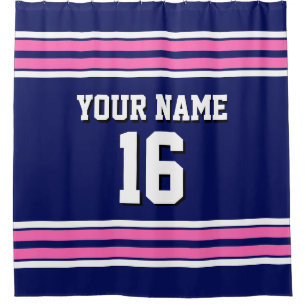 Navy Blue Hot Pink White Stripes Sports Jersey