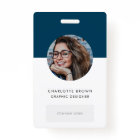 Navy Blue ID Card | Modern Photo Name Logo QR