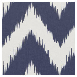 Navy Blue Ikat Chevron Fabric