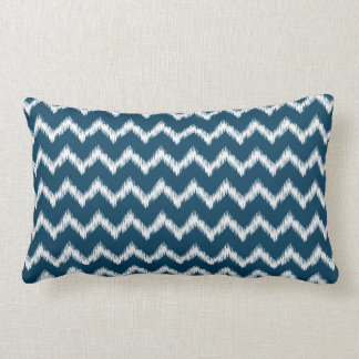 Navy Blue Ikat Chevron Lumbar Pillow