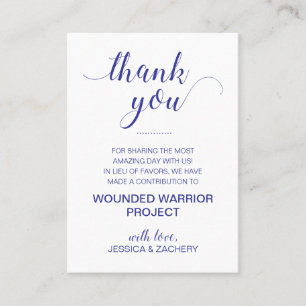 Navy Blue In Lieu Of Favours Charity Donate Weddin Place Card
