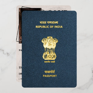 Navy Blue India Passport Save The Date
