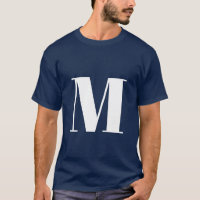 Navy Blue Initial Letter Monogram Modern Stylish