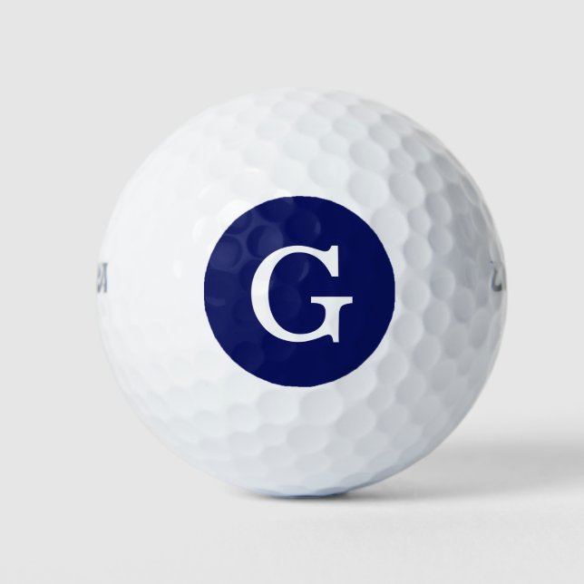 Navy Blue Initial Monogram Golf Balls (Front)