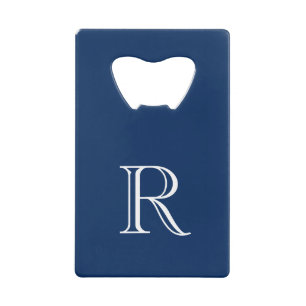 Navy Blue Initial Stainless Steel Bottle Opener Credit Card Bottle Opener