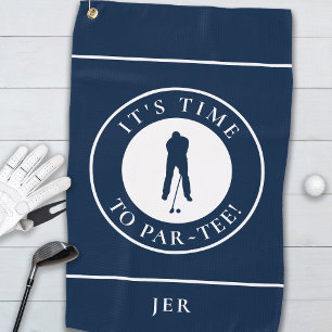 Navy Blue Its Time to Par Tee Fun Monogram For Him Golf Towel
