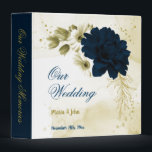 navy blue ivory gold flowers wedding photo album binder<br><div class="desc">Beautiful navy blue ivory white and gold flowers with gold leaves wedding photo album.
The gold glitter details are simulated.  
FOR MORE MATCHING PRODUCT click on the collection above or contact me.</div>