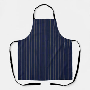 Navy Blue Ivory Gold Pinstripes Apron