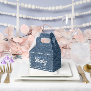 Navy Blue Jean Baby Boy Baby Shower Favor Box