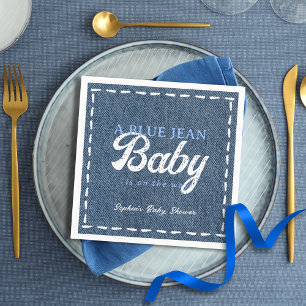 Navy Blue Jean Baby Boy Baby Shower Napkin