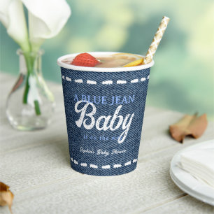 Navy Blue Jean Baby Boy Baby Shower Paper Cups