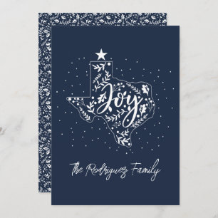 Navy Blue Joy Holiday Leaves Texas Shape