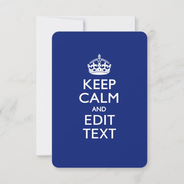 Navy Blue Keep Calm And Edit Text Personalized (Front)