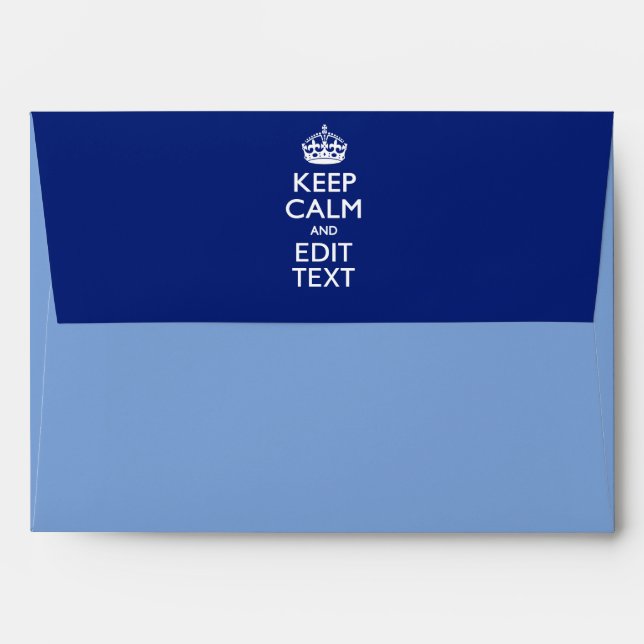 Navy Blue Keep Calm And Edit Text Personalized Envelope (Back (Top Flap))