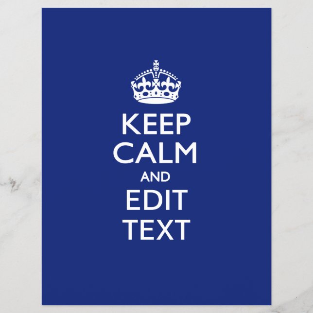 Navy Blue Keep Calm And Edit Text Personalized Flyer (Front)