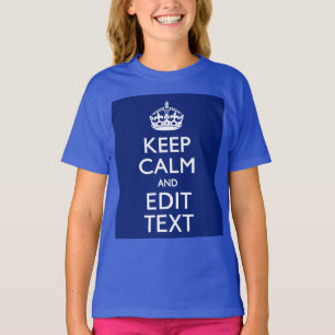 Navy Blue Keep Calm And Edit Text Personalized T-Shirt