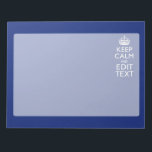 Navy Blue Keep Calm And Have Your Text Notepad<br><div class="desc">Your personalized Keep Calm saying on a classy navy blue decor. A personalized Keep Calm style saying on a one of a kind gift. Humourous or whimsical try on your creative words on two editable lines of text. Remember to use CAPITAL letters for best results. Embroidery designs are available in...</div>