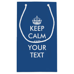 Navy blue Keep calm your text wedding favor bag