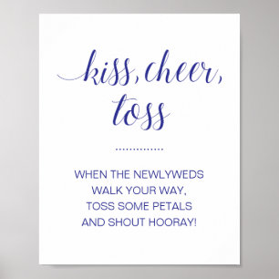 Navy Blue Kiss Cheer Toss Flower Confetti Wedding Poster