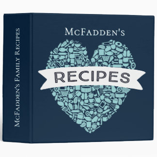 Navy Blue Kitchen Recipe Personalized Cook Cooking Binder