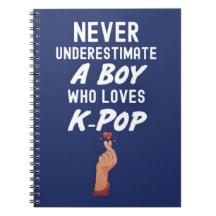 Navy Blue Kpop Gifts For Boy For Kids Finger Heart Notebook