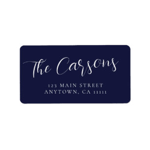 Navy Blue Large Script Modern Return Address Label