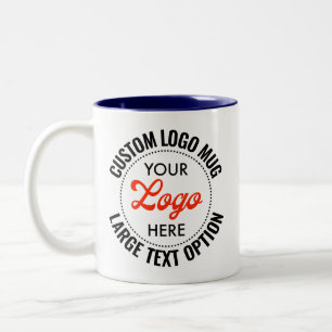 NAVY BLUE Large Text Promotional Two-Tone Logo Mug