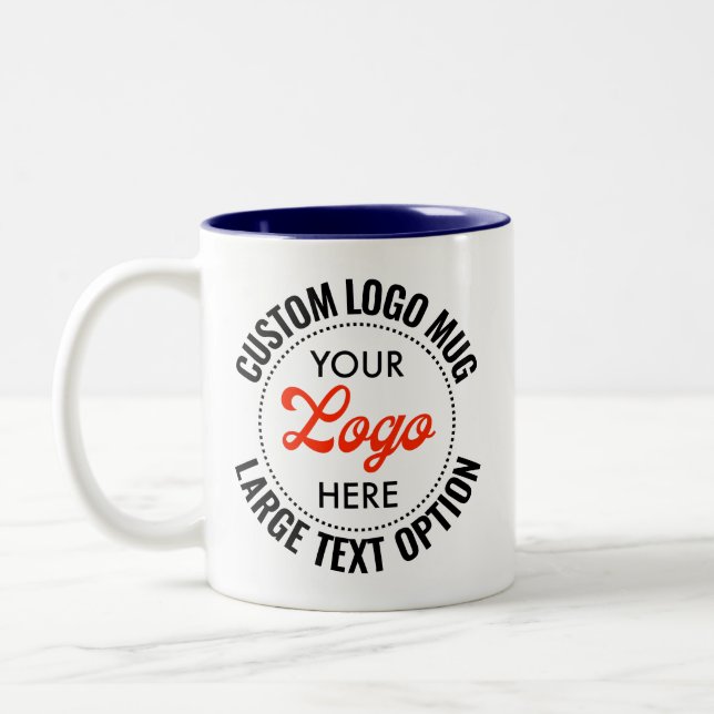 NAVY BLUE Large Text Promotional Two-Tone Logo Mug (Left)