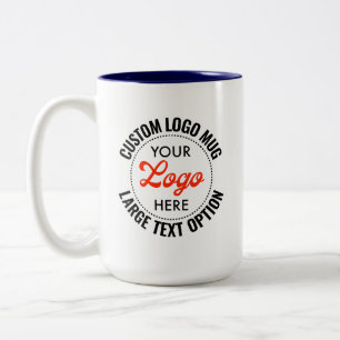 NAVY BLUE Large Text Promotional Two-Tone Logo Mug