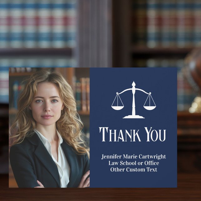 Navy Blue Law Office Custom Lawyer Thank You Card (Creator Uploaded)