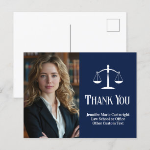 Navy Blue Law Office Custom Lawyer Thank You Postcard