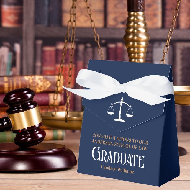 Navy Blue Law School Custom Graduation Party Favor Box (Creator Uploaded)