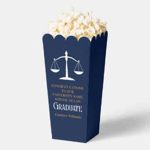 Navy Blue Law School Graduation Party Popcorn Favor Box